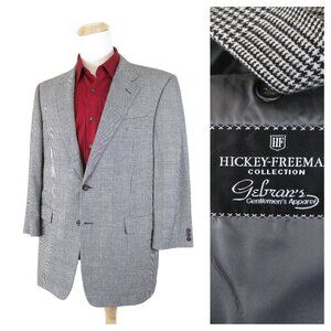 Hickey Freeman Collection Mens Gray Glen Plaid Wool Cashmere Sport Coat Size 42R